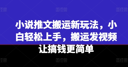 小说推文搬运新玩法，小白轻松上手，搬运发视频让搞钱更简单